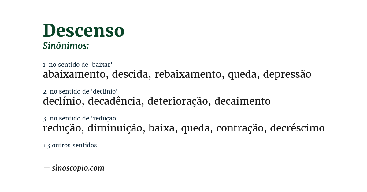 Sinônimo de descenso