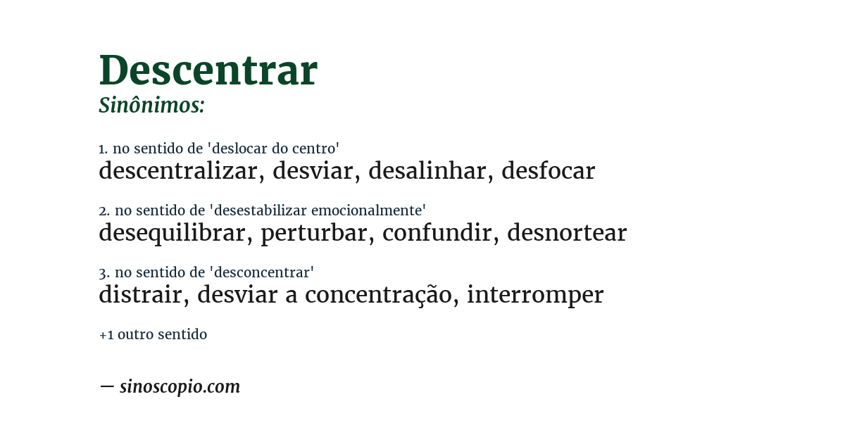 Sinônimo de descentrar