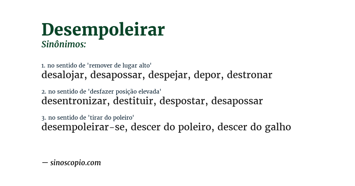 Sinônimo de desempoleirar