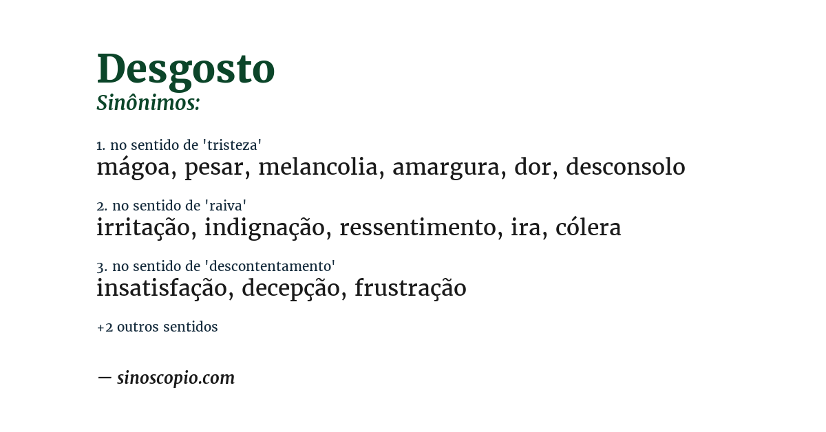 Sinônimo de desgosto