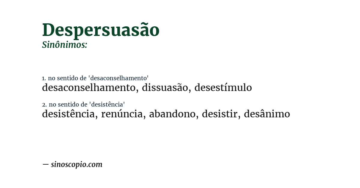 Sinônimo de despersuasão