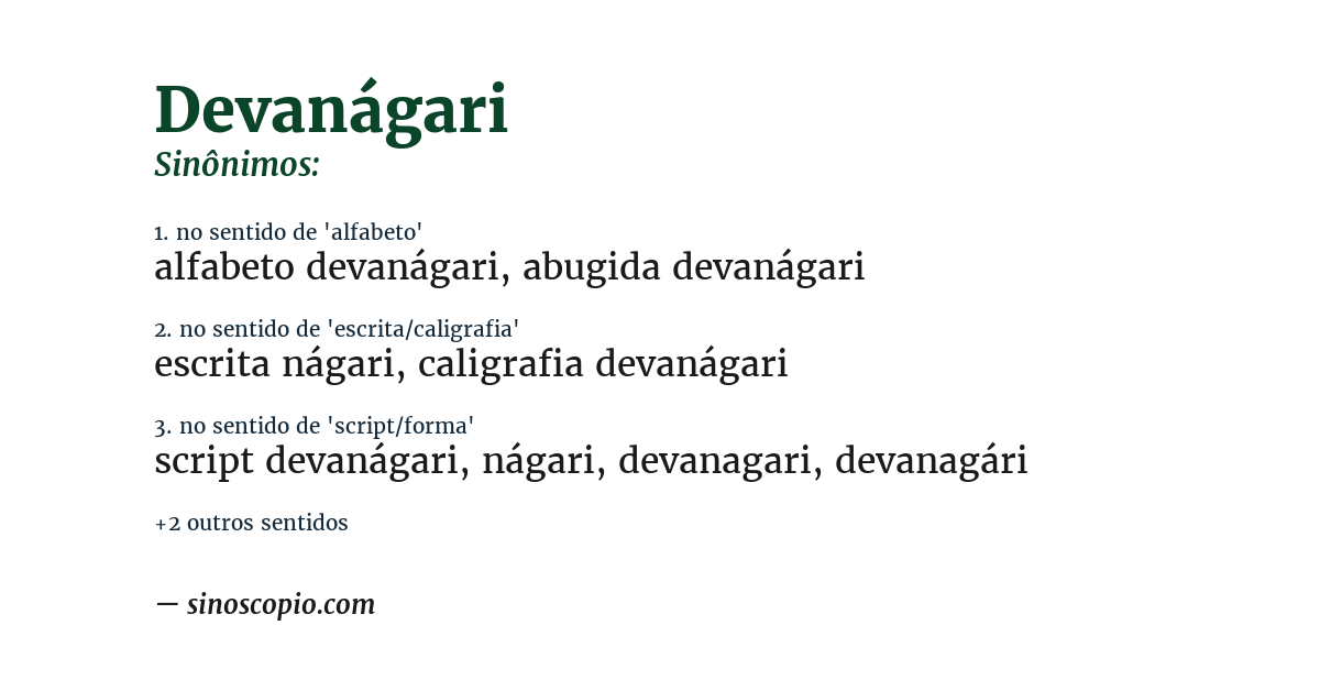 Sinônimo de devanágari