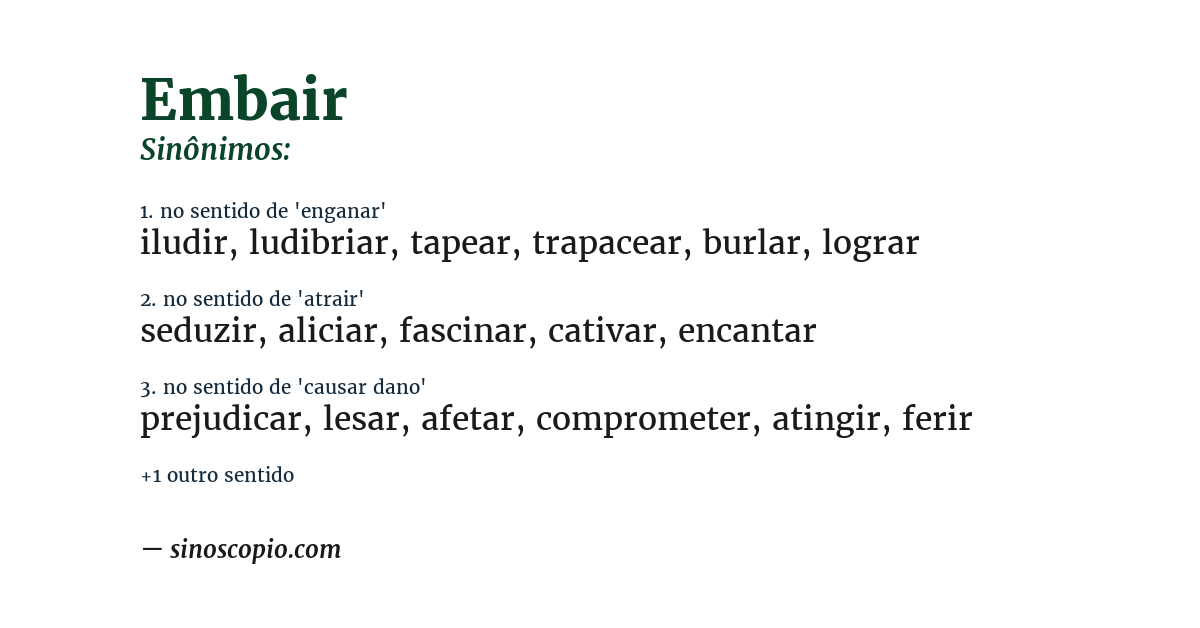 Sinônimo de embair