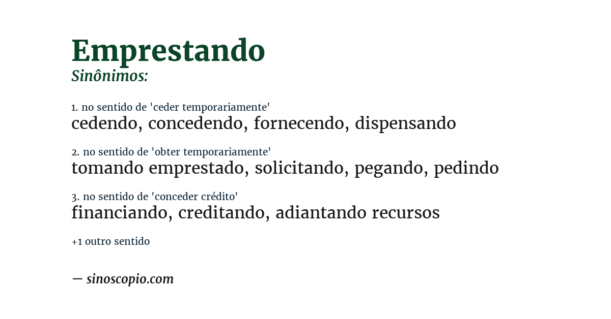 Sinônimo de emprestando