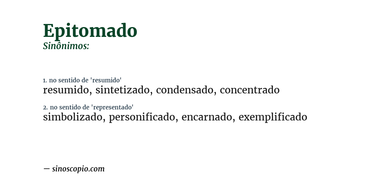 Sinônimo de epitomado