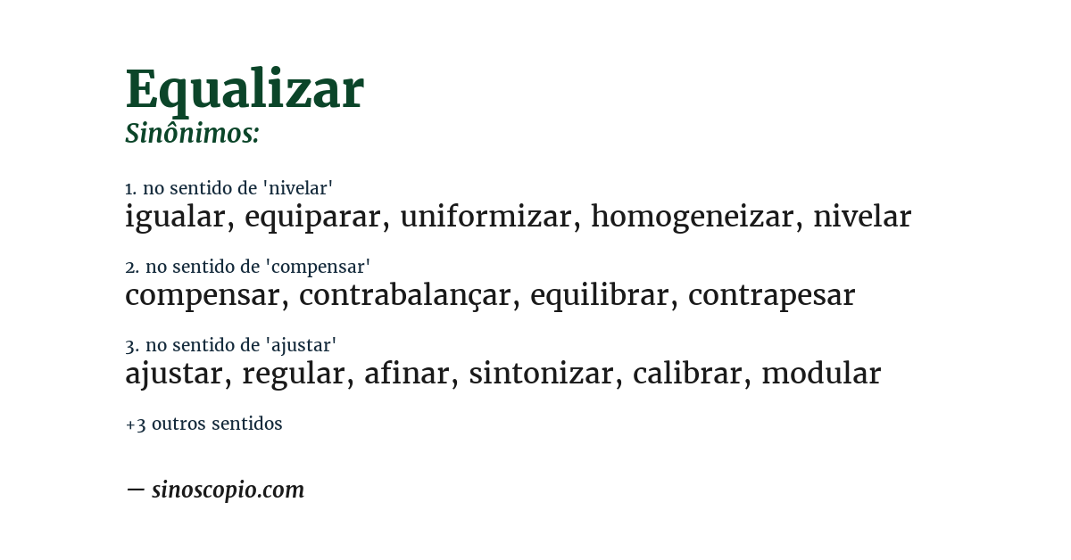 Sinônimo de equalizar