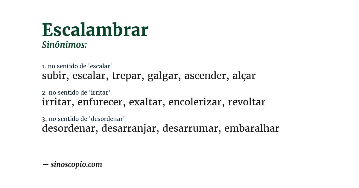 Sinônimo de escalambrar