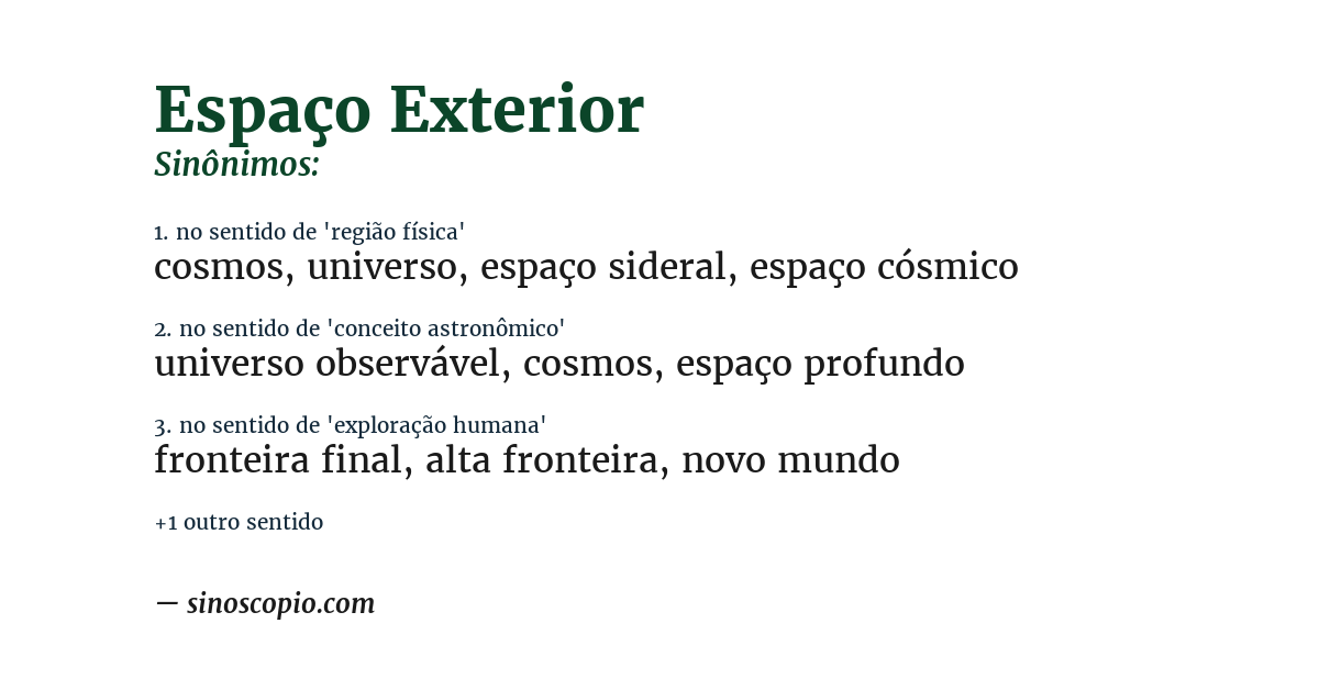 Sinônimo de espaço exterior