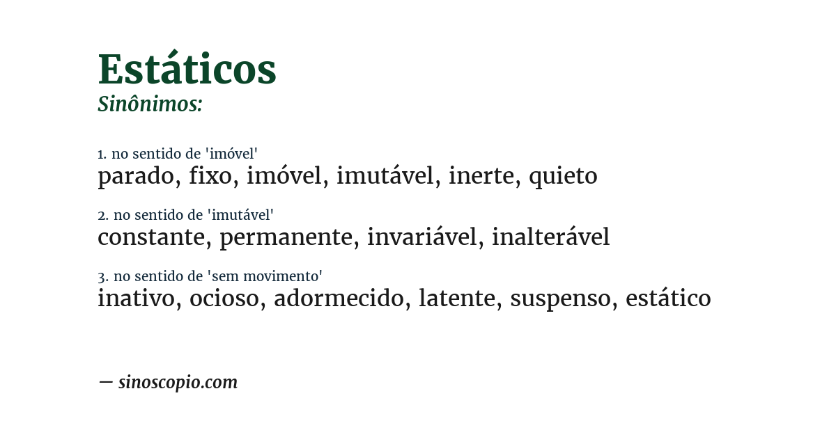 Sinônimo de estáticos