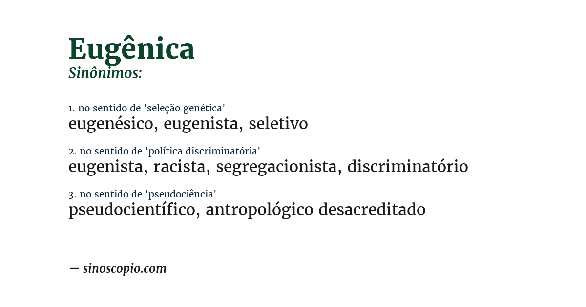 Sinônimo de eugênica