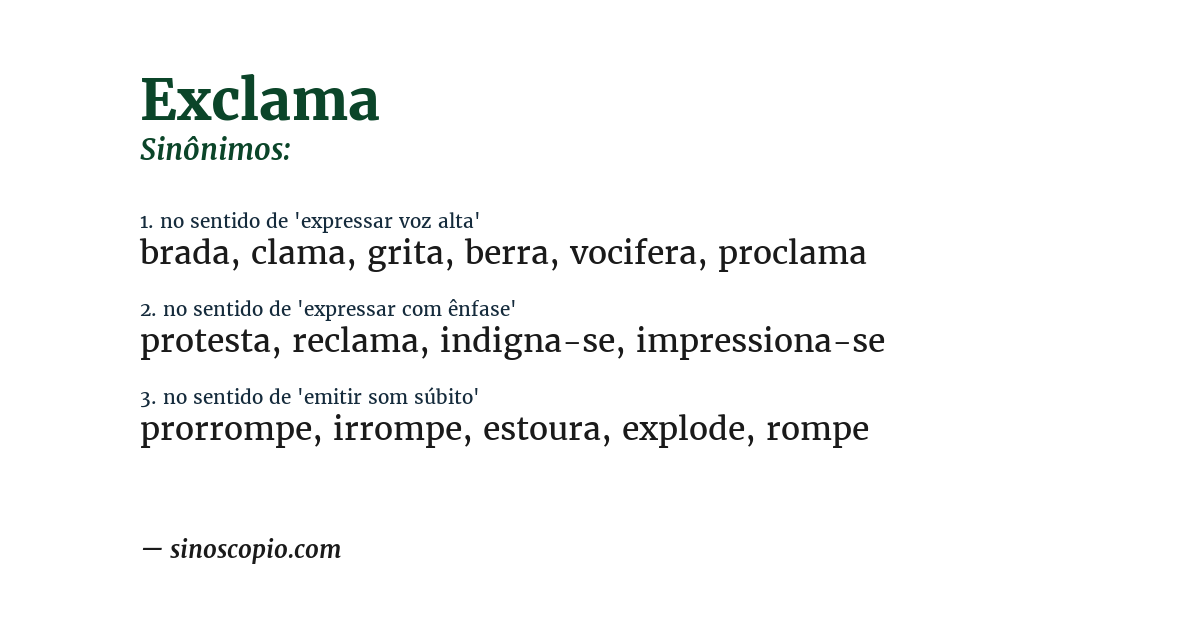 Sinônimo de exclama