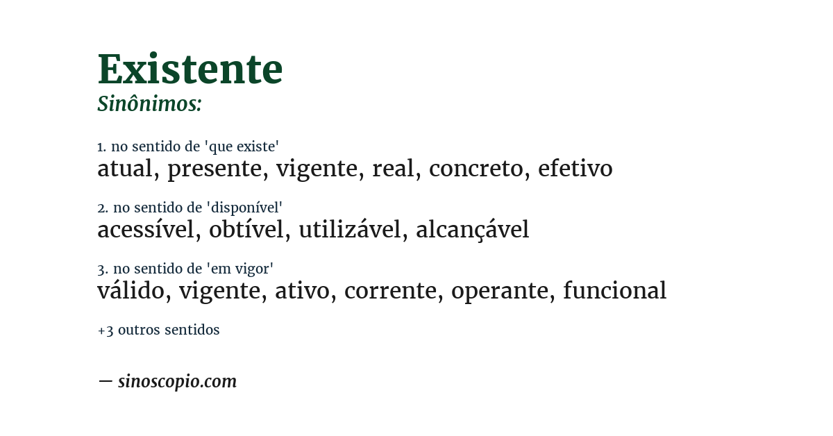 Sinônimo de existente