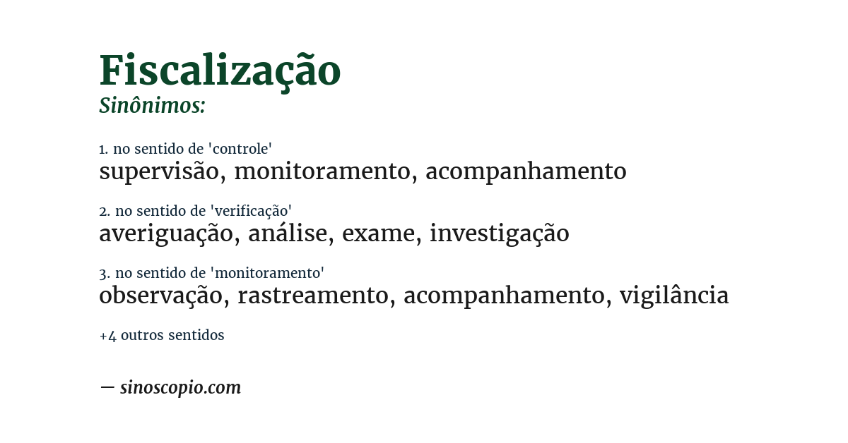 Sinônimo de fiscalização