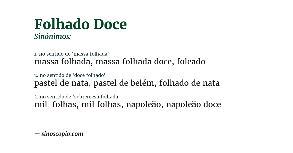 Sinônimo de folhado doce