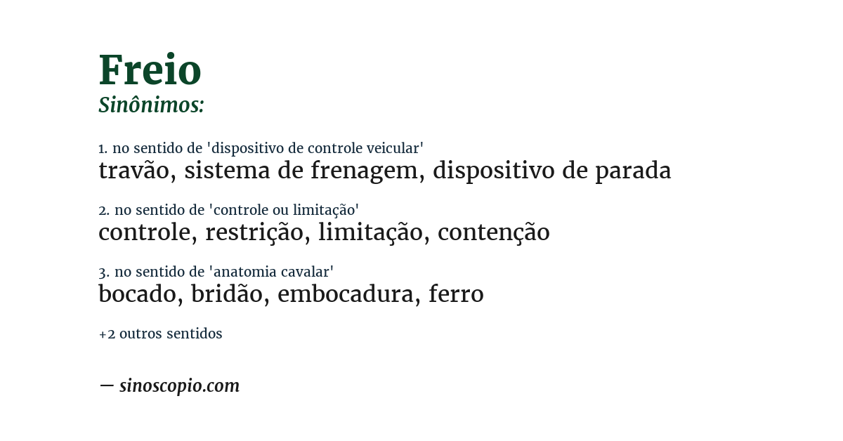 Sinônimo de freio