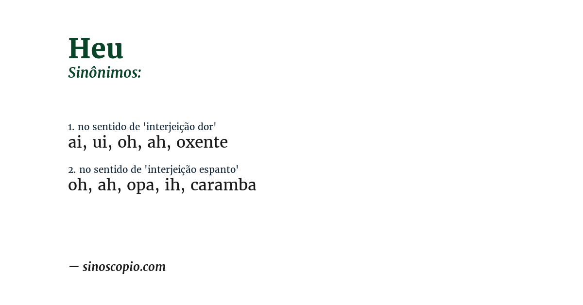 Sinônimo de heu