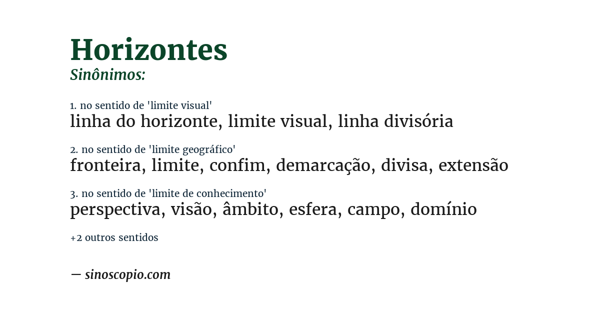 Sinônimo de horizontes