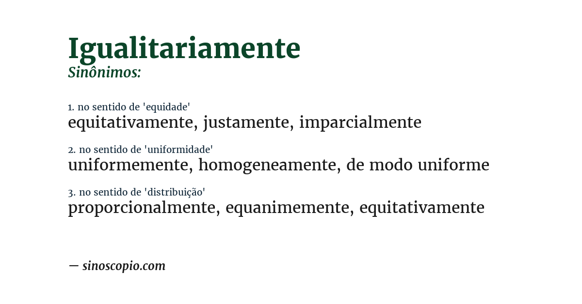 Sinônimo de igualitariamente