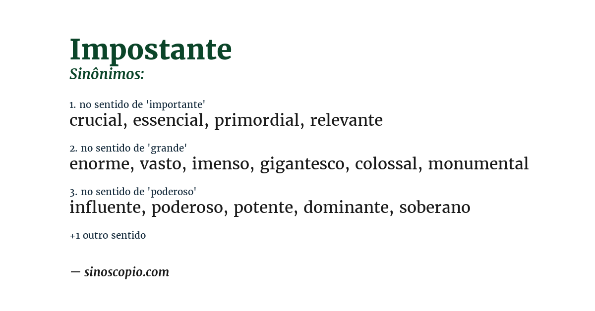 Sinônimo de impostante