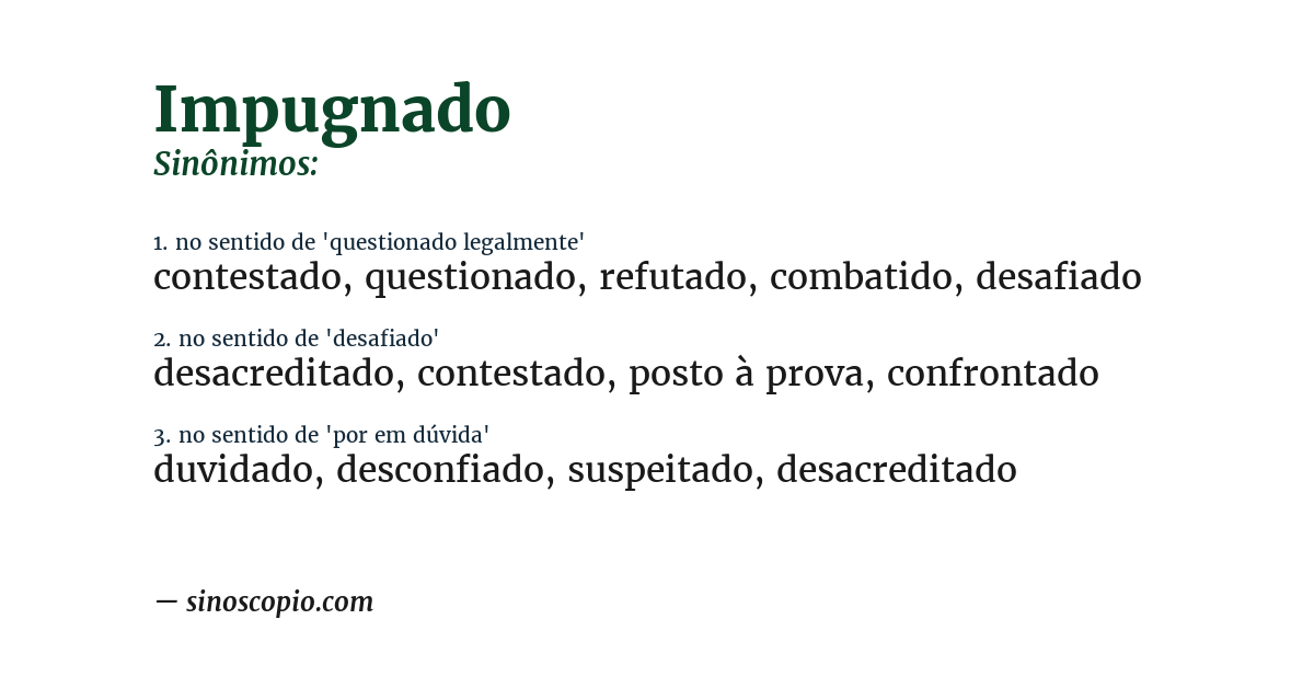 Sinônimo de impugnado