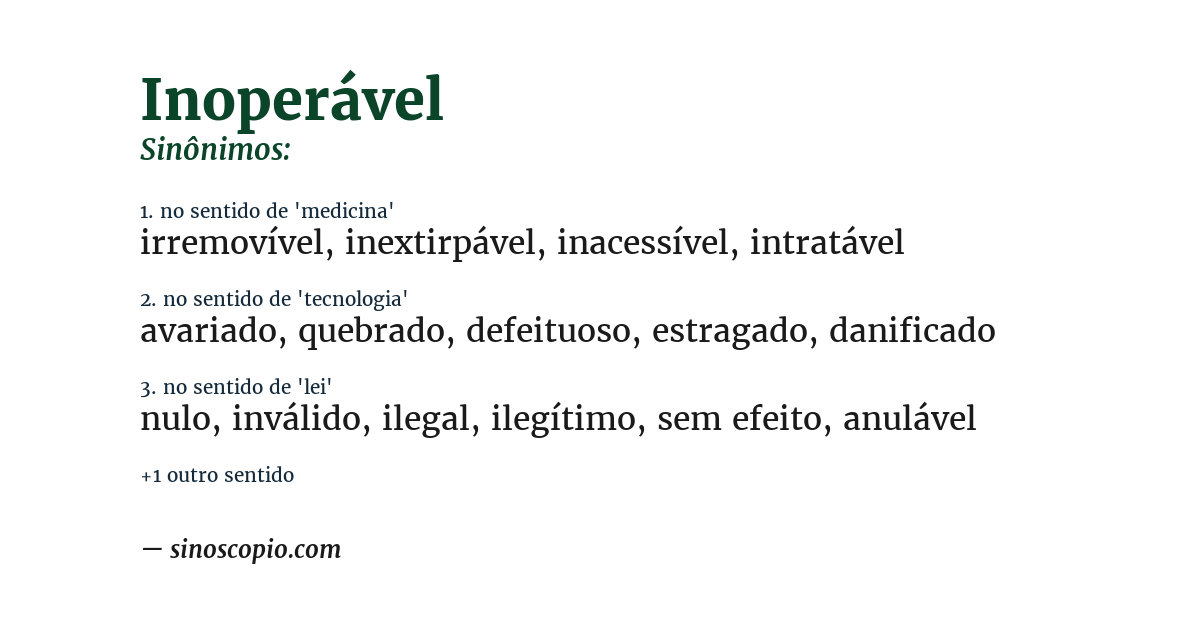 Sinônimo de inoperável