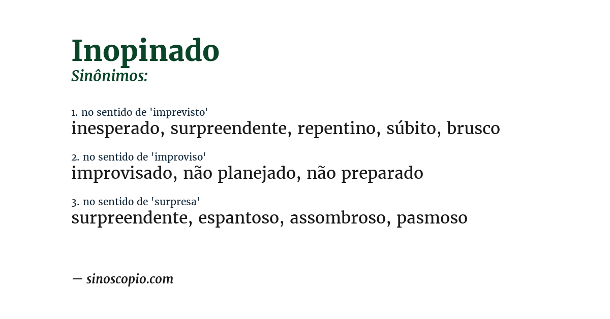 Sinônimo de inopinado