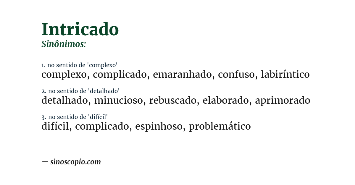 Sinônimo de intricado