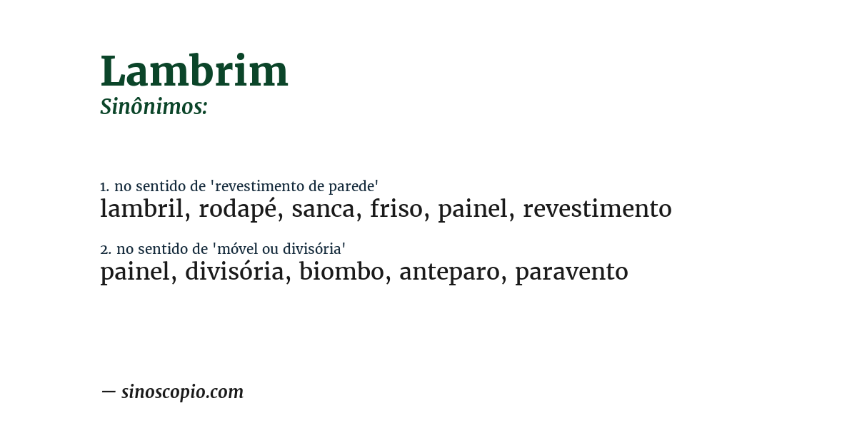 Sinônimo de lambrim