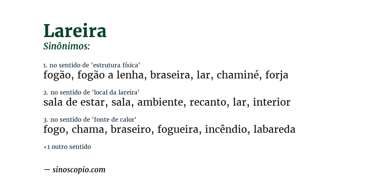 Sinônimo de lareira