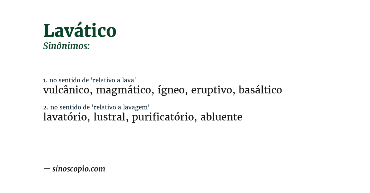 Sinônimo de lavático
