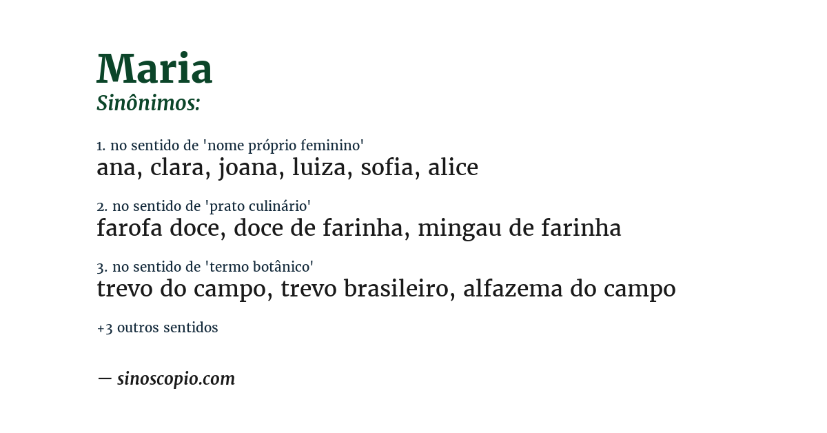 Sinônimo de maria
