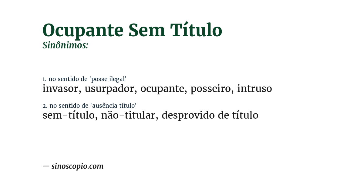 Sinônimo de ocupante sem título