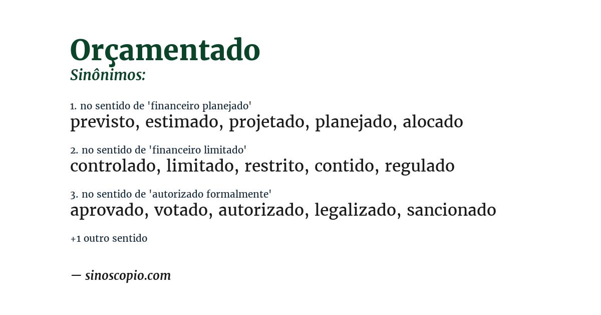 Sinônimo de orçamentado