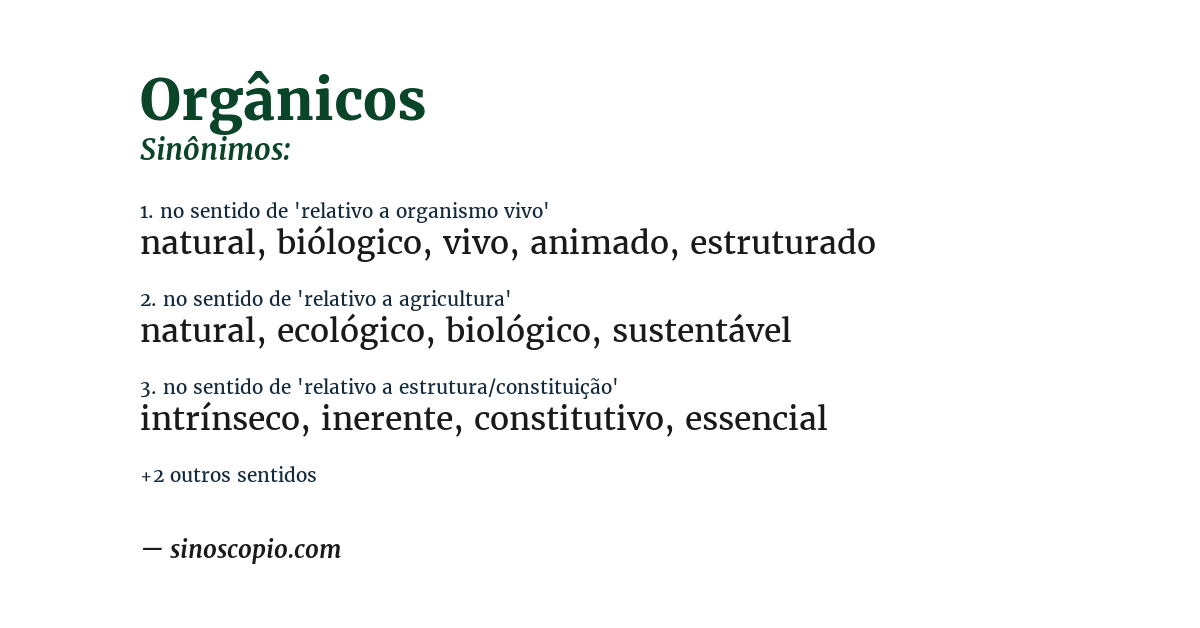 Sinônimo de orgânicos