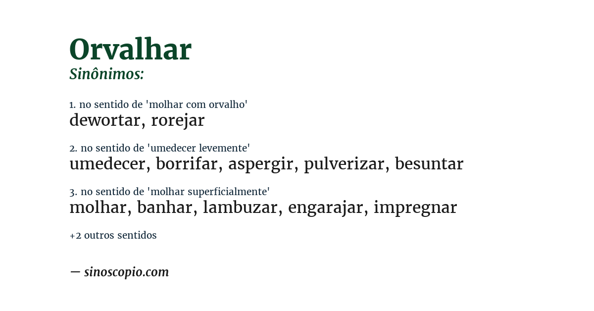 Sinônimo de orvalhar
