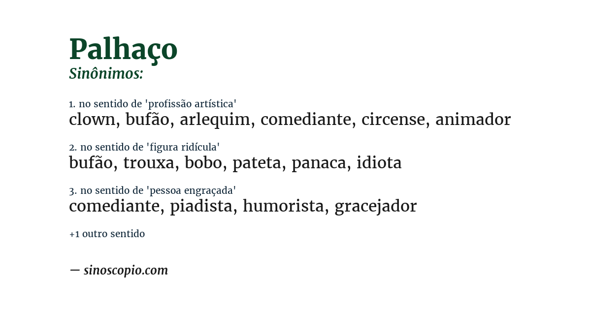 Sinônimo de palhaço