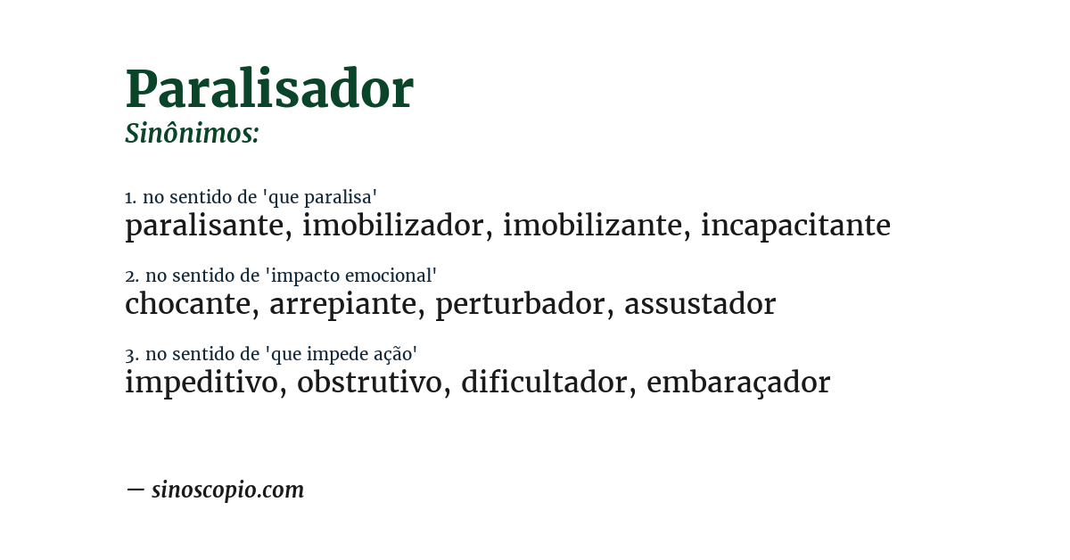 Sinônimo de paralisador