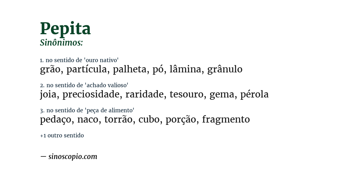 Sinônimo de pepita