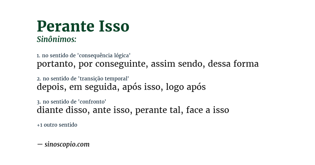 Sinônimo de perante isso