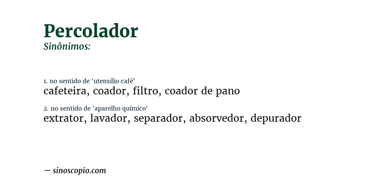 Sinônimo de percolador