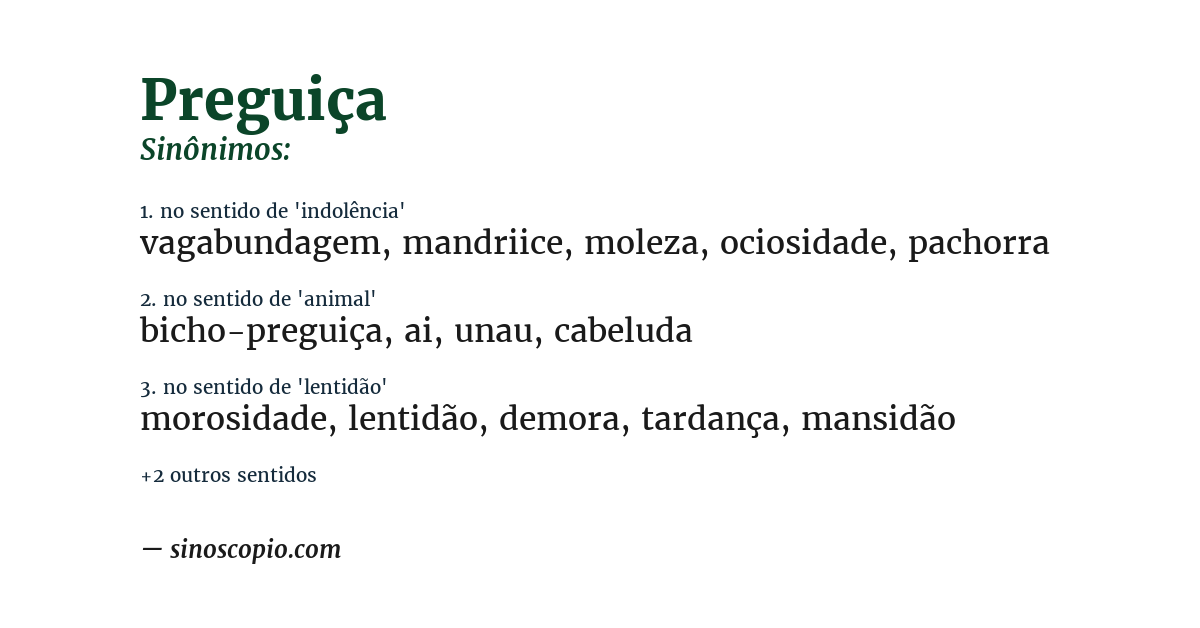 Sinônimo de preguiça