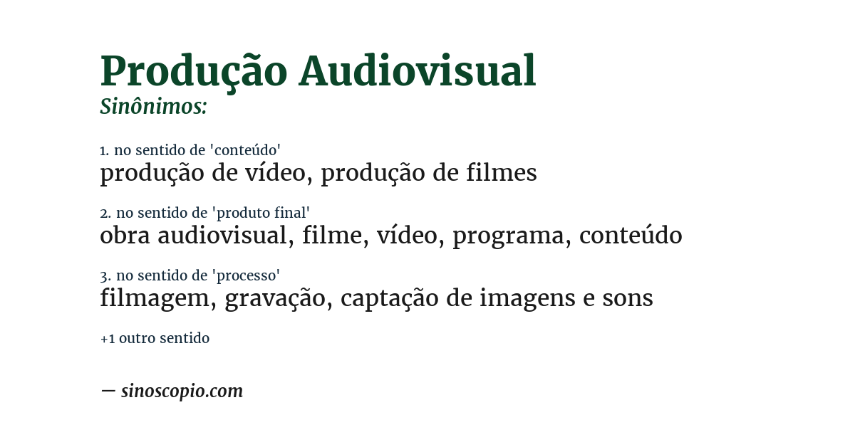 Sinônimo de produção audiovisual