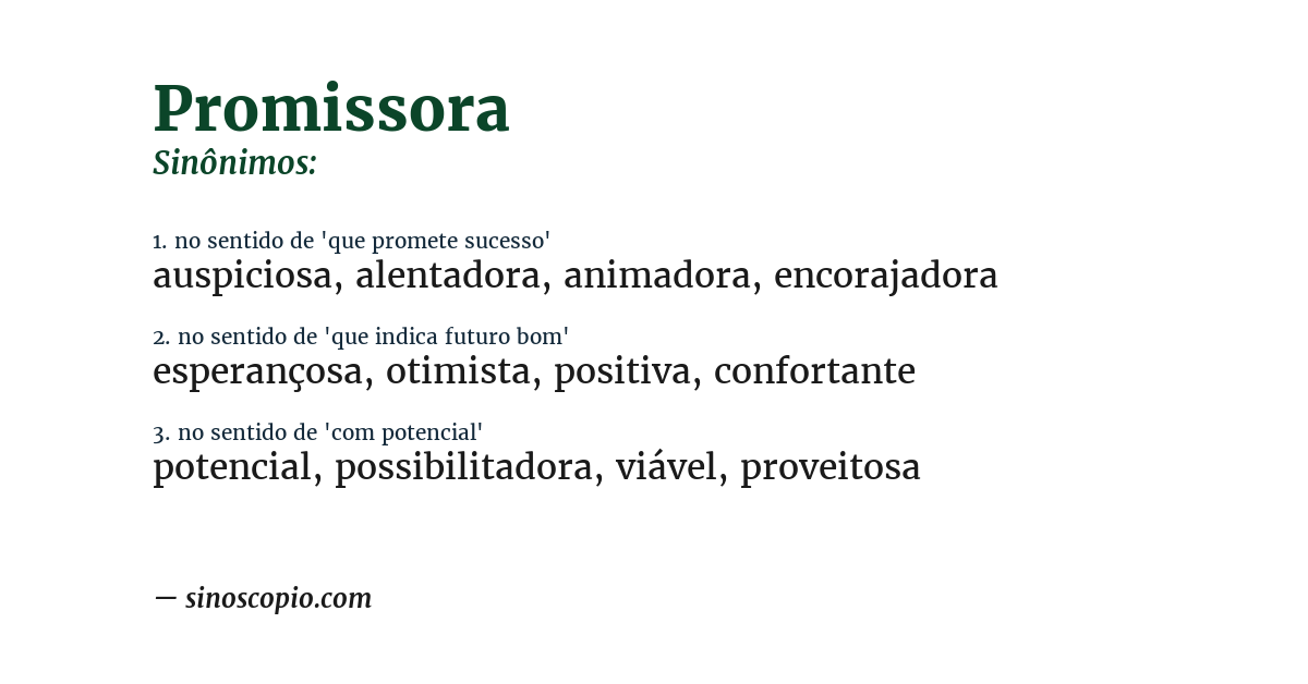Sinônimo de promissora