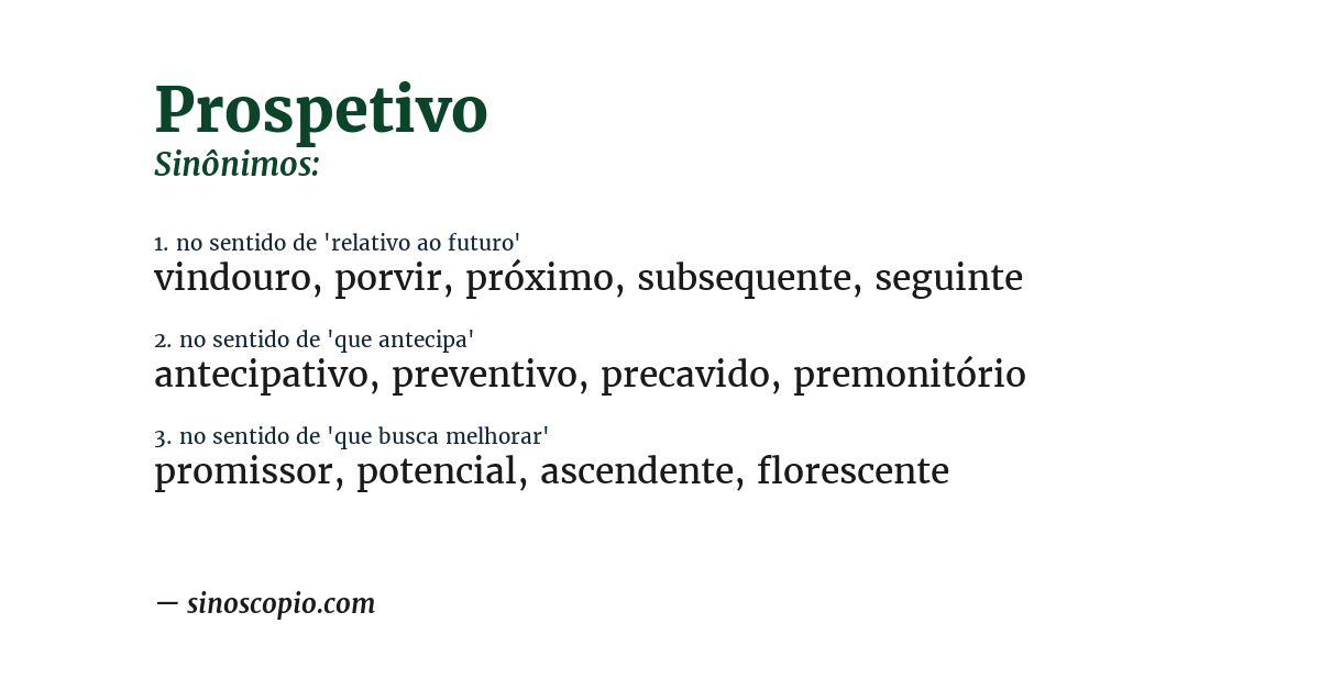 Sinônimo de prospetivo