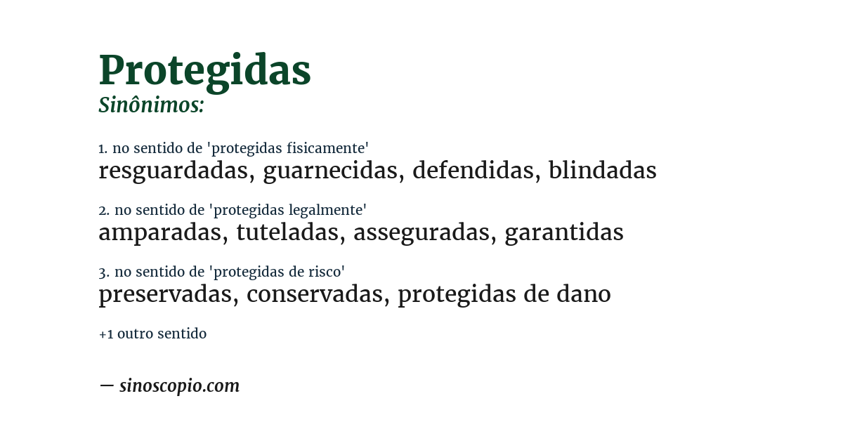 Sinônimo de protegidas