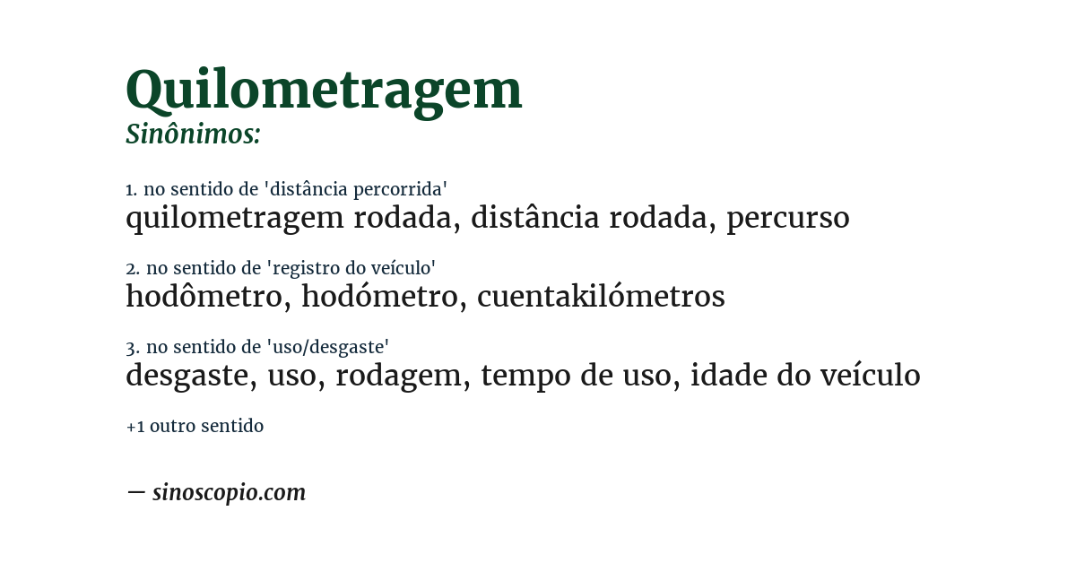 Sinônimo de quilometragem