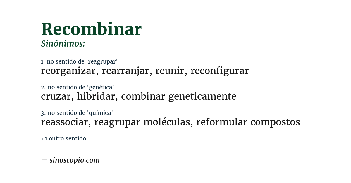 Sinônimo de recombinar