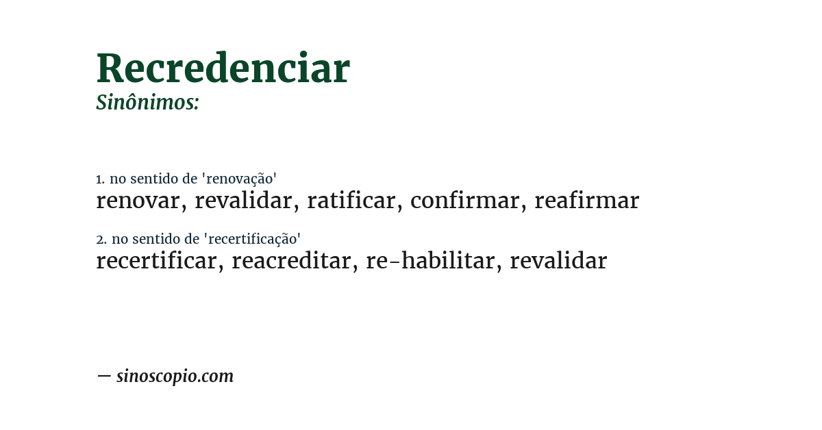 Sinônimo de recredenciar