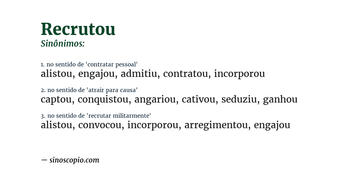 Sinônimo de recrutou