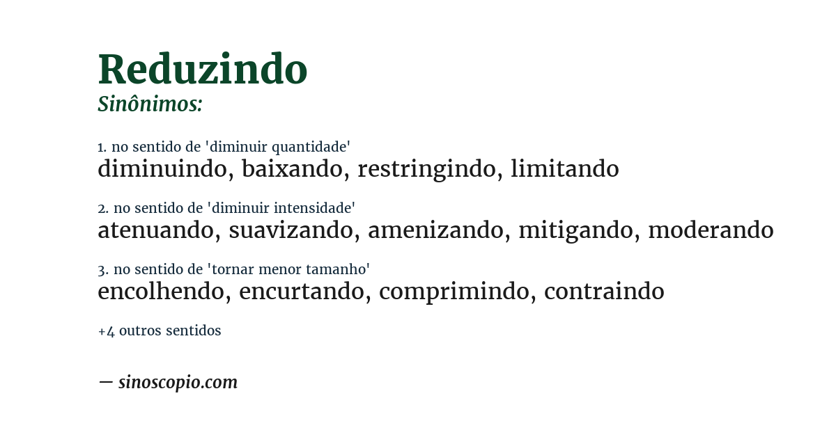 Sinônimo de reduzindo